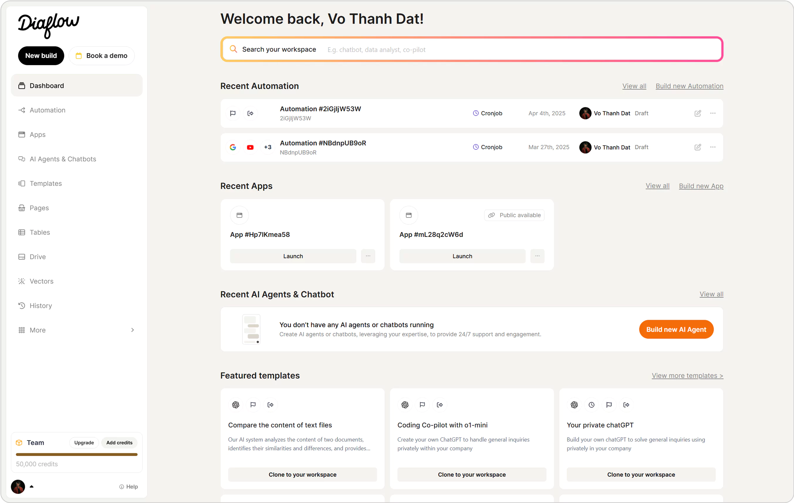 Workflow builder feature